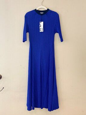 Adolfo Dominguez NWT Cobalt Plisse Midi Dress Size M